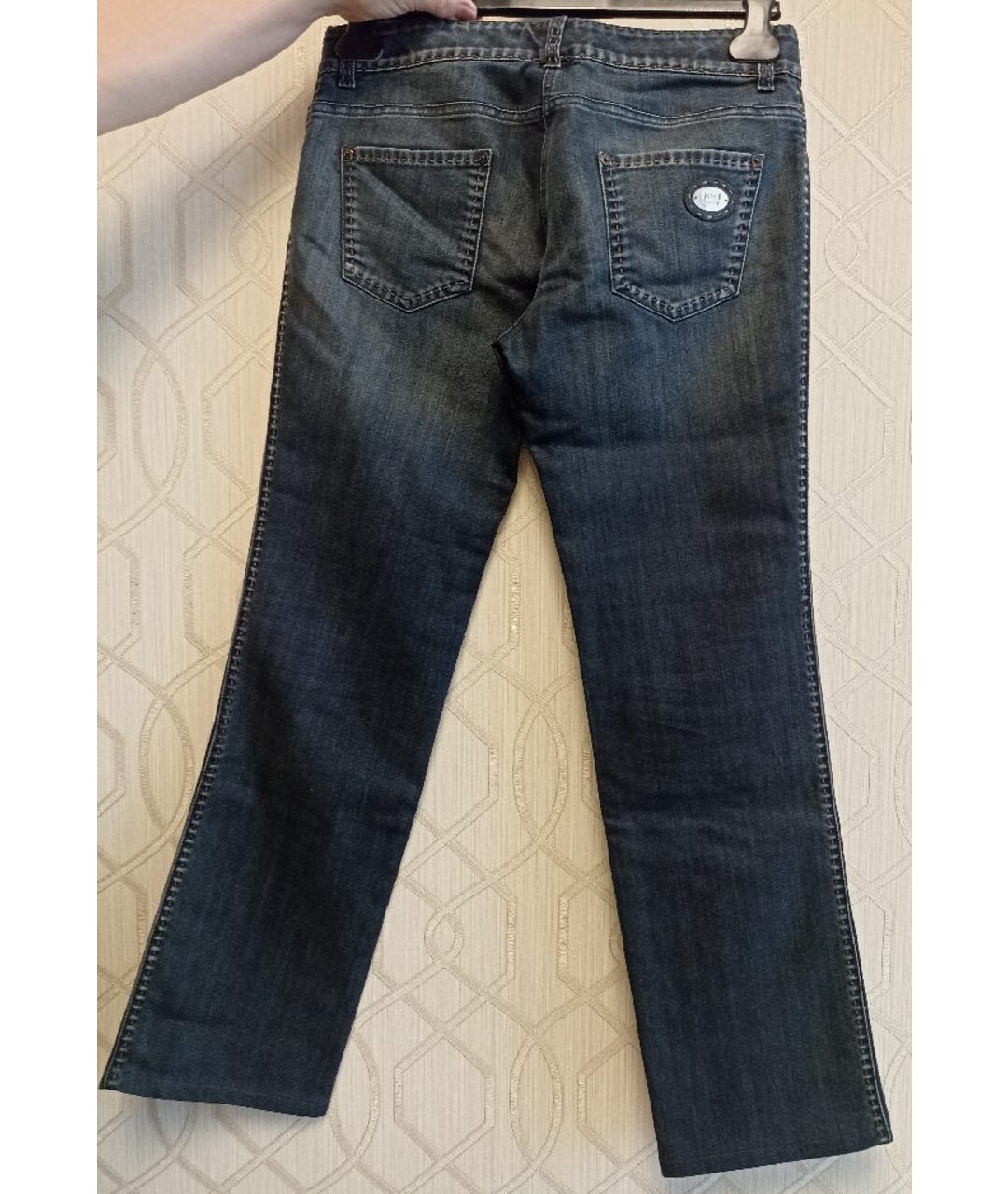 FENDI Синие хлопко-эластановые прямые джинсы, фото 2