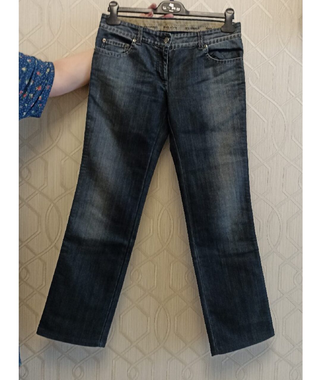 FENDI Синие хлопко-эластановые прямые джинсы, фото 10
