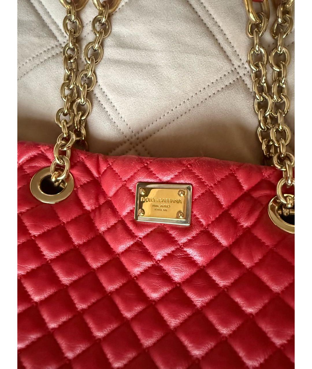 DOLCE&GABBANA Красная кожаная сумка тоут, фото 3