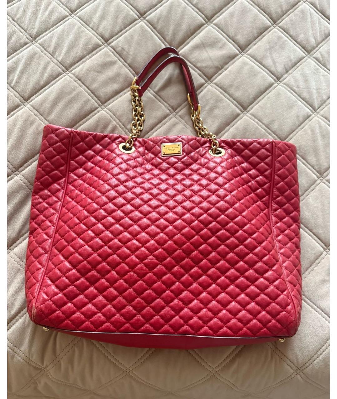 DOLCE&GABBANA Красная кожаная сумка тоут, фото 7