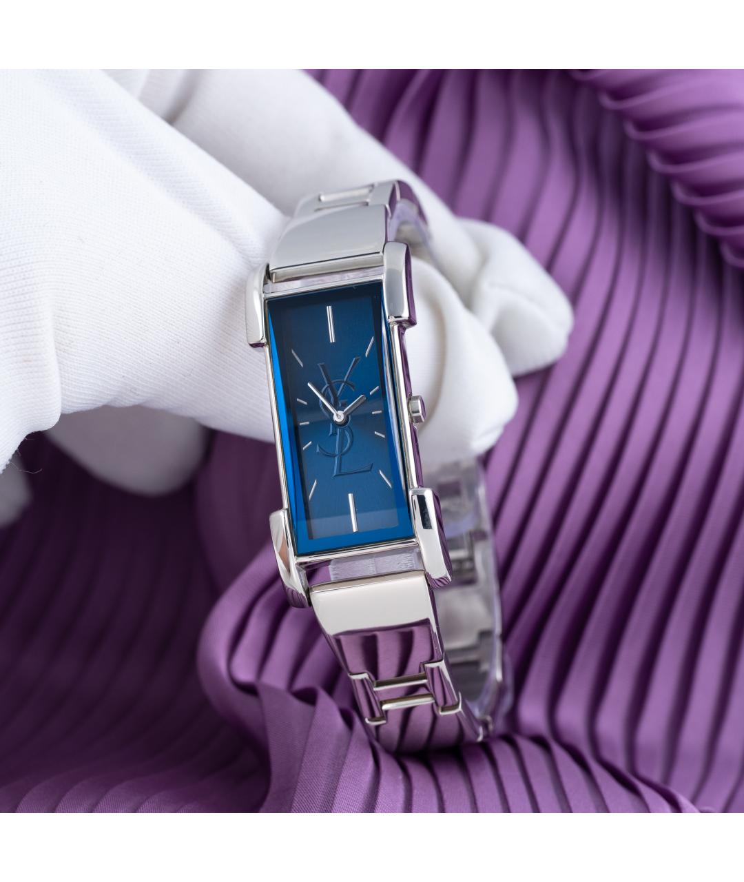 SAINT LAURENT Синие металлические часы, фото 8
