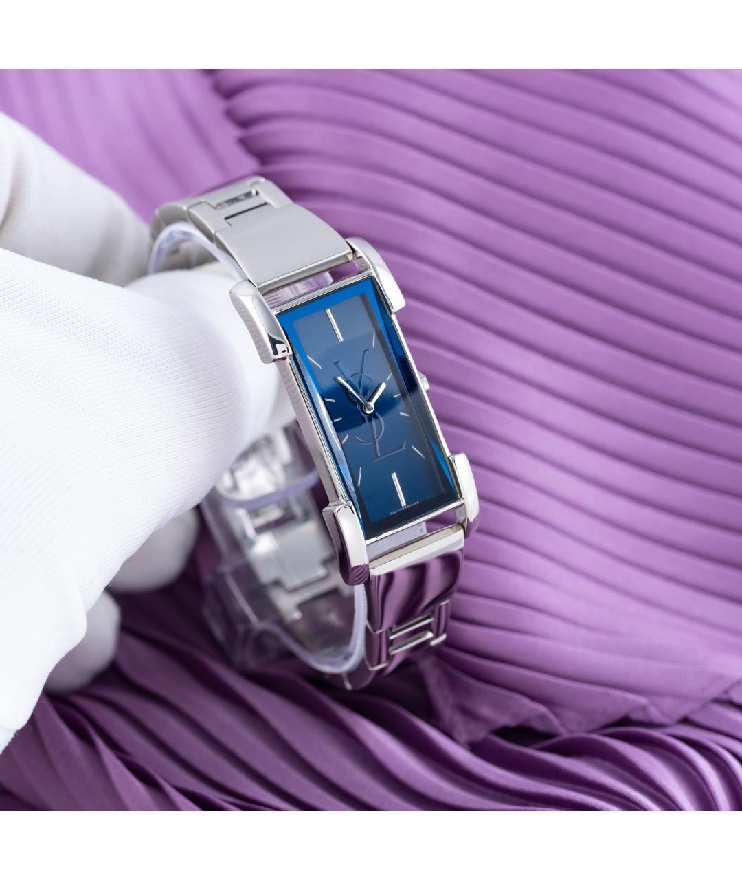 SAINT LAURENT Синие металлические часы, фото 5