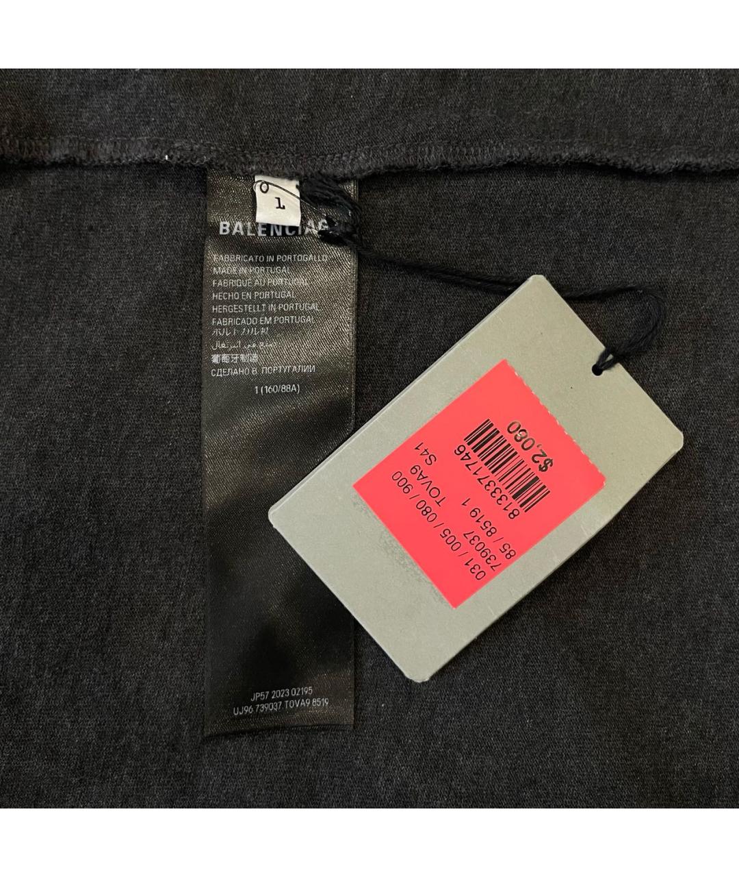 BALENCIAGA Черная хлопковая футболка, фото 5
