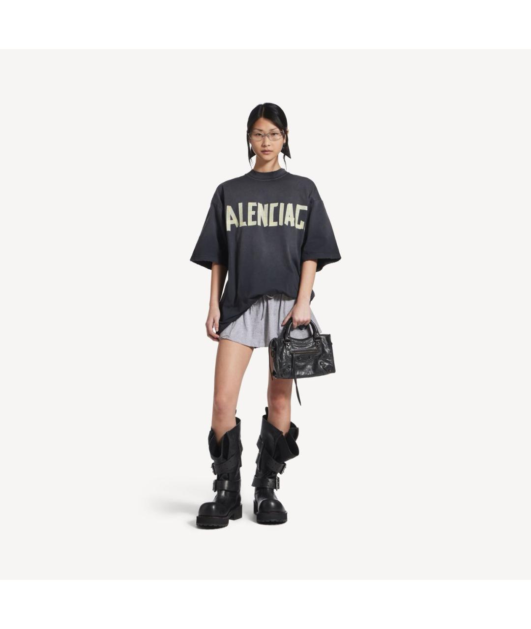 BALENCIAGA Черная хлопковая футболка, фото 6