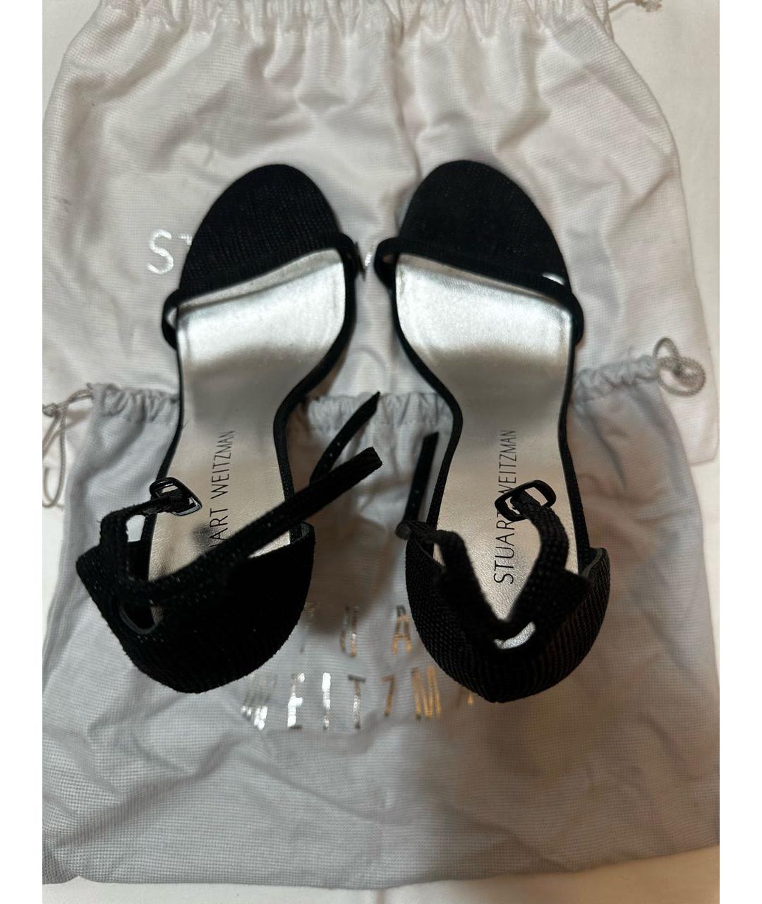 STUART WEITZMAN Черные текстильные босоножки, фото 4