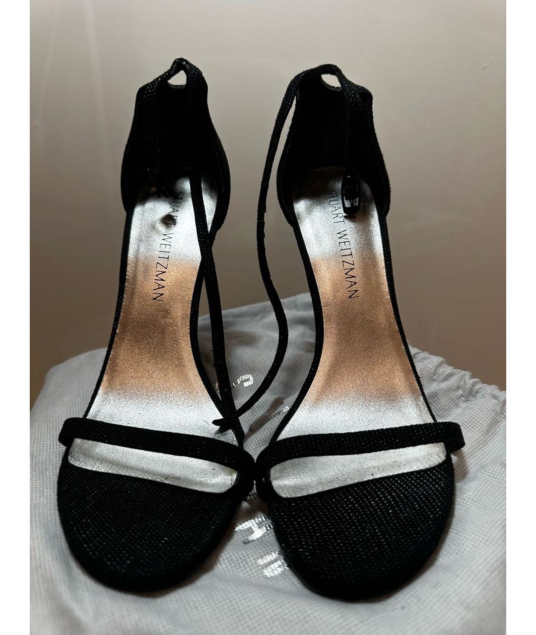 STUART WEITZMAN Черные текстильные босоножки, фото 3