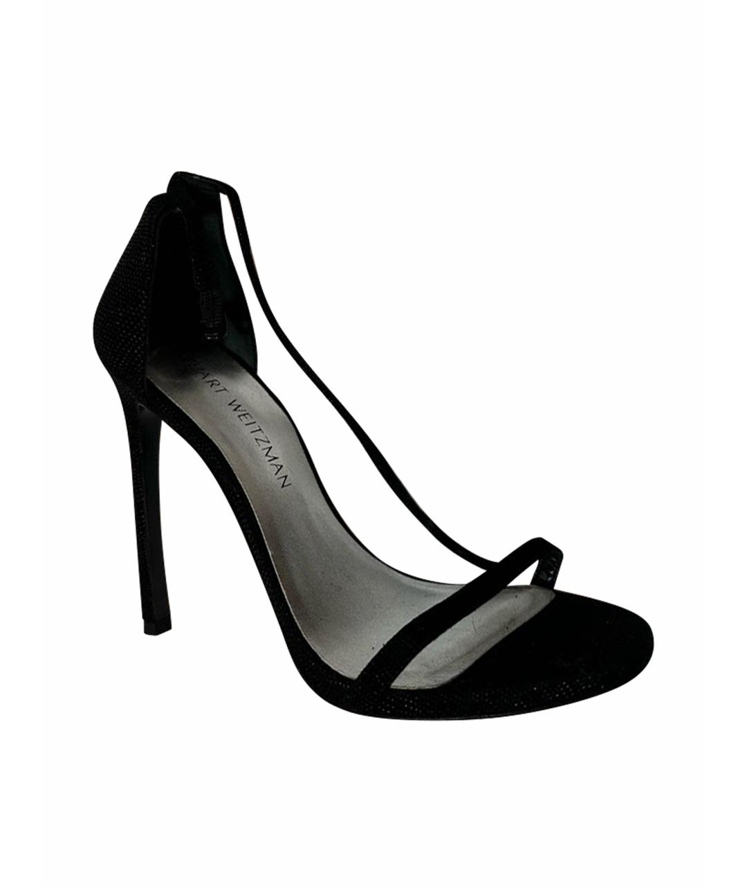 STUART WEITZMAN Черные текстильные босоножки, фото 1