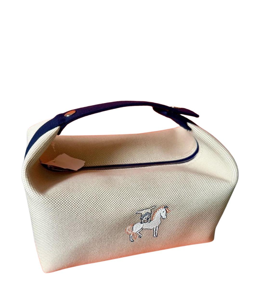 HERMES Бежевая хлопковая сумка с короткими ручками, фото 1