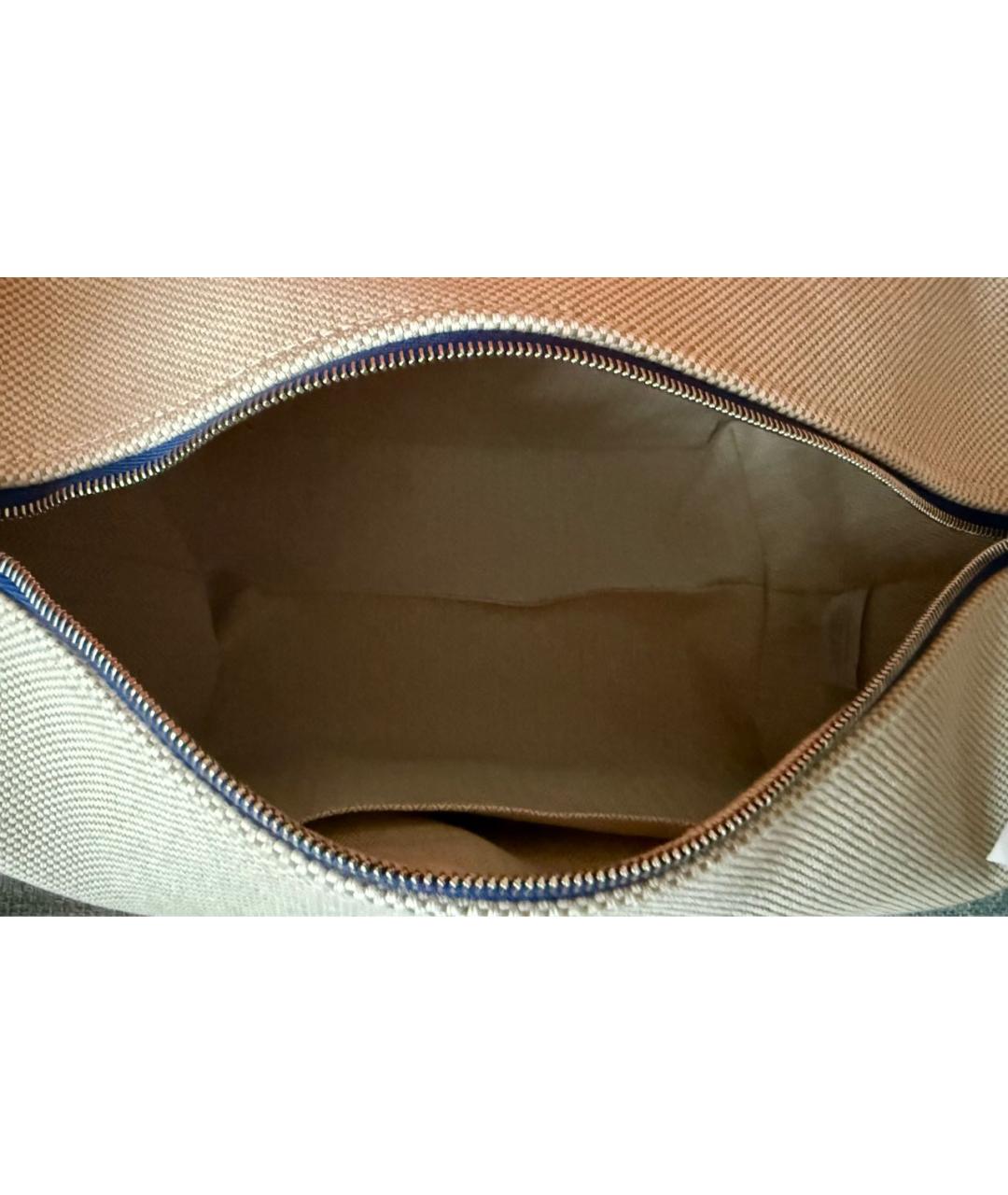 HERMES Бежевая хлопковая сумка с короткими ручками, фото 4