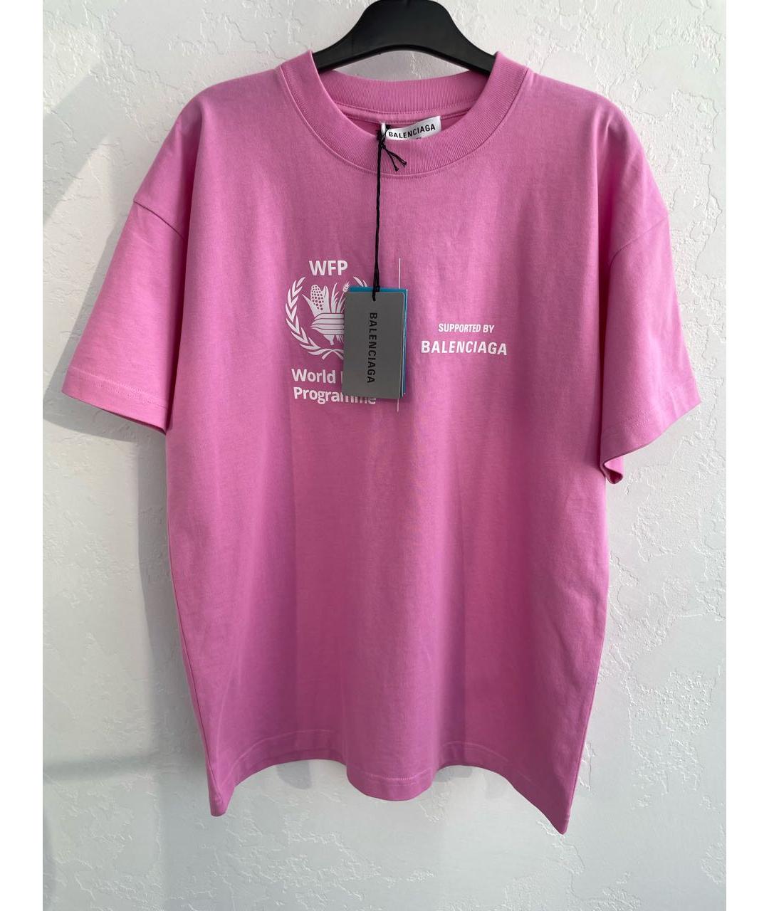 BALENCIAGA Розовая хлопковая футболка, фото 2