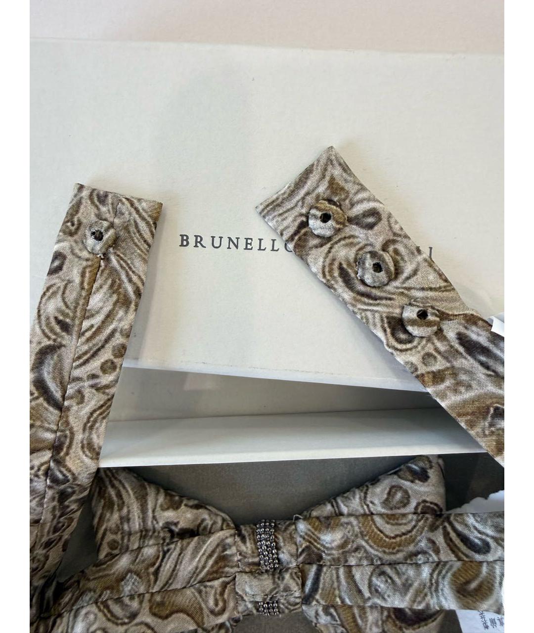 BRUNELLO CUCINELLI Бежевый шелковый бабочка/галстук, фото 2