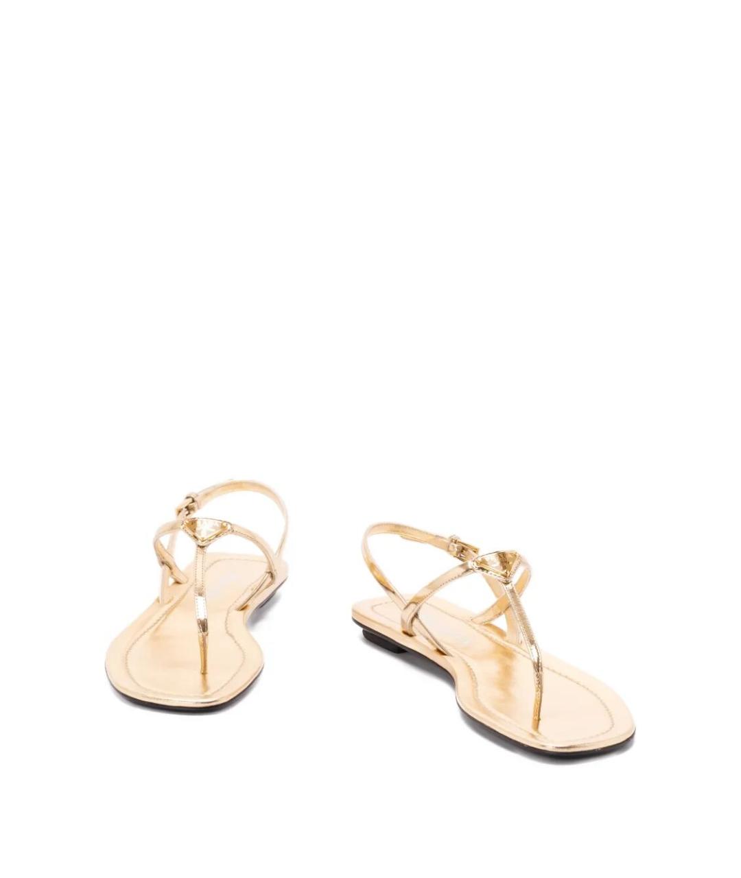PRADA Золотые кожаные сандалии, фото 2