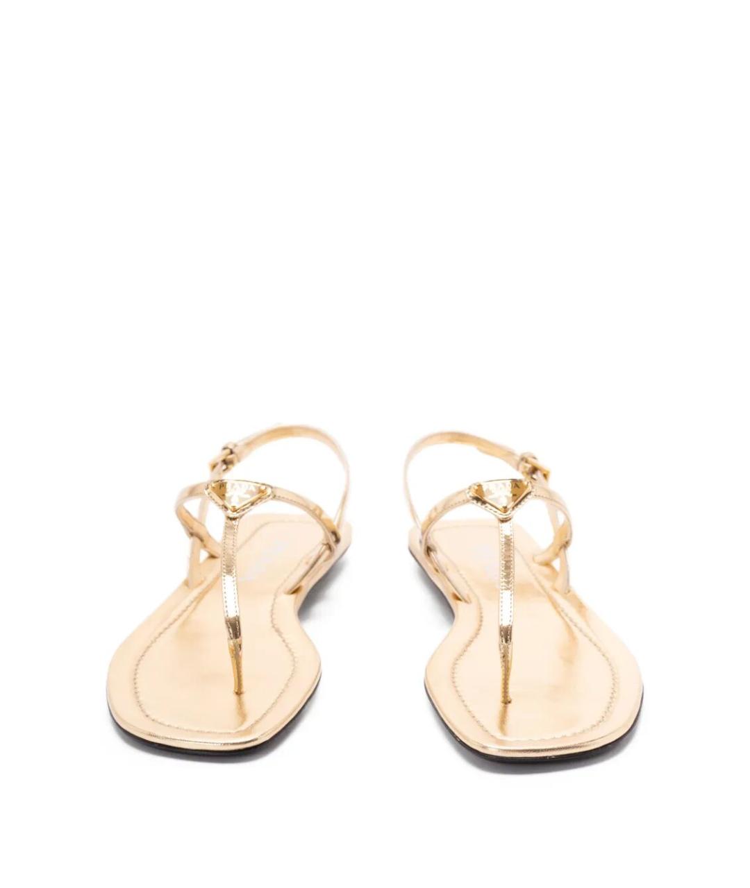 PRADA Золотые кожаные сандалии, фото 4