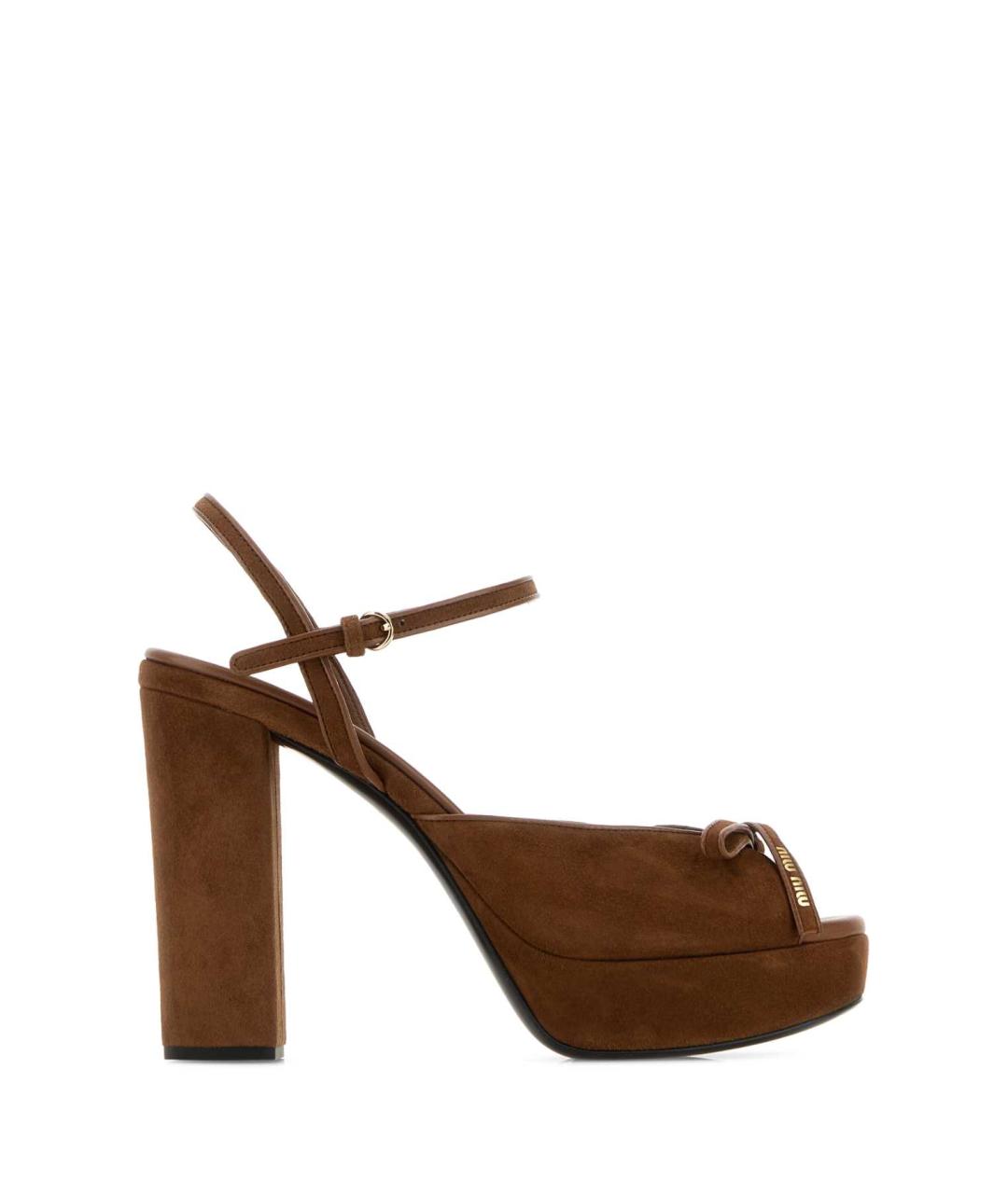 MIU MIU Коричневые кожаные босоножки, фото 1