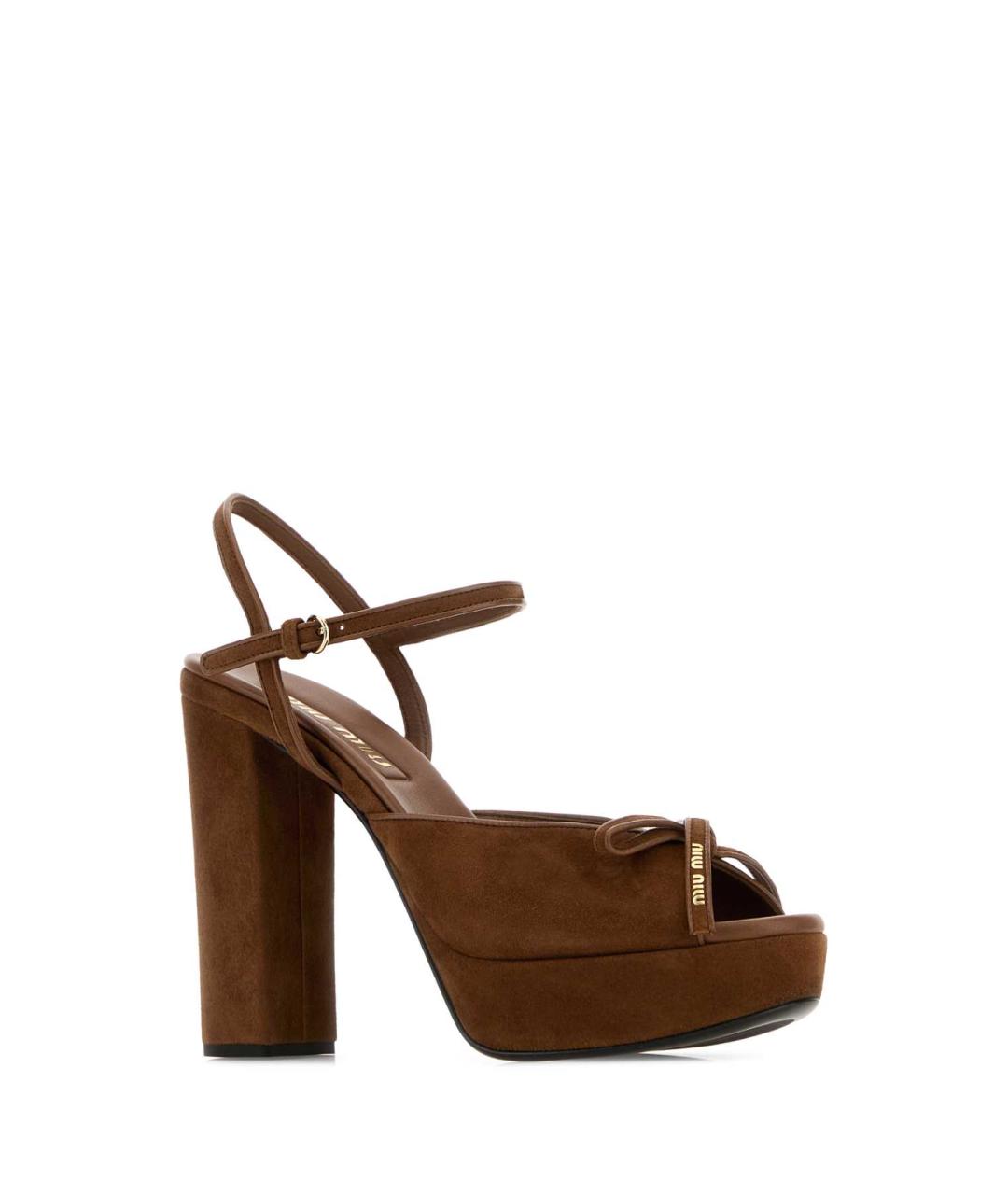 MIU MIU Коричневые кожаные босоножки, фото 2