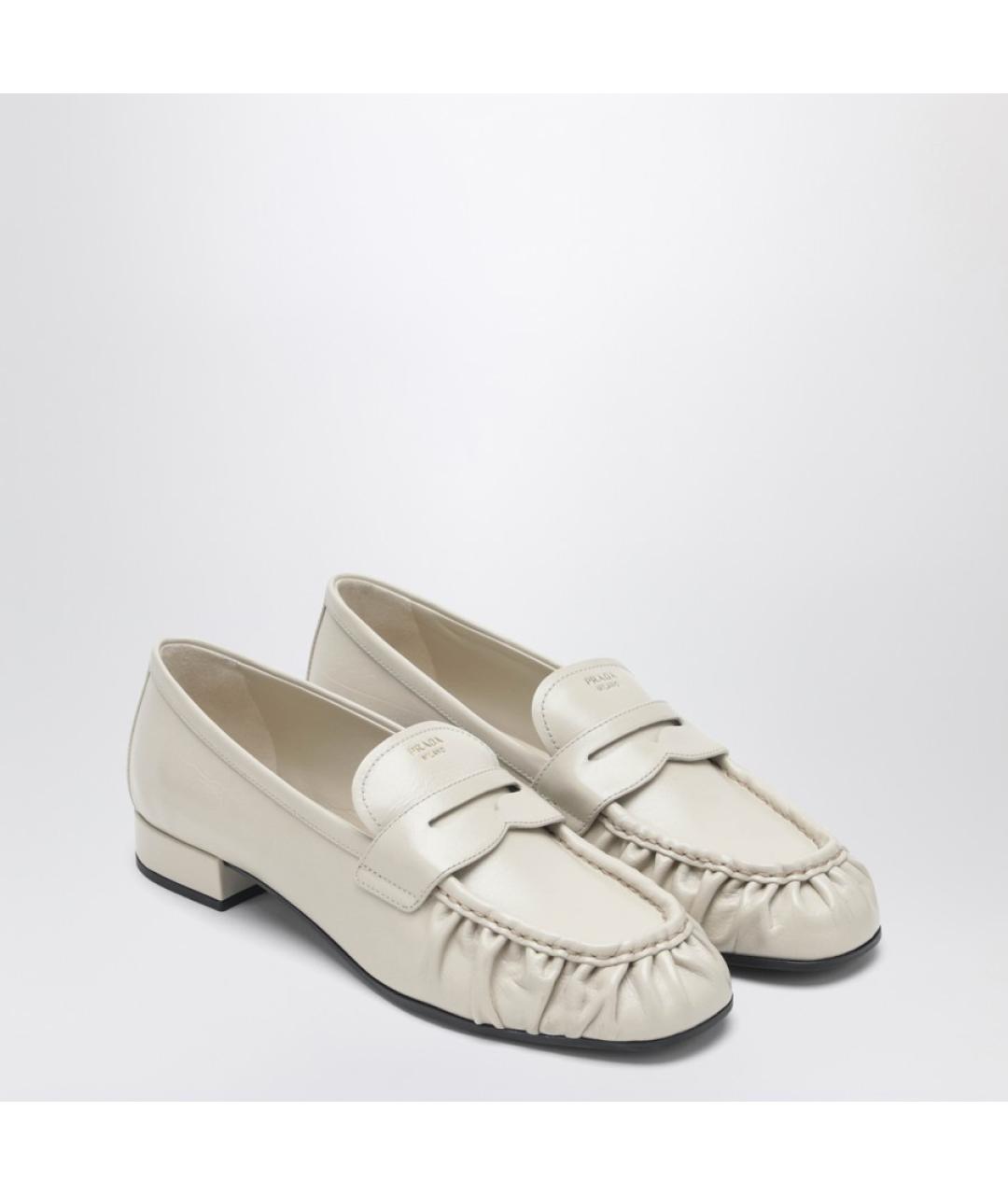 PRADA Белые кожаные лоферы, фото 3