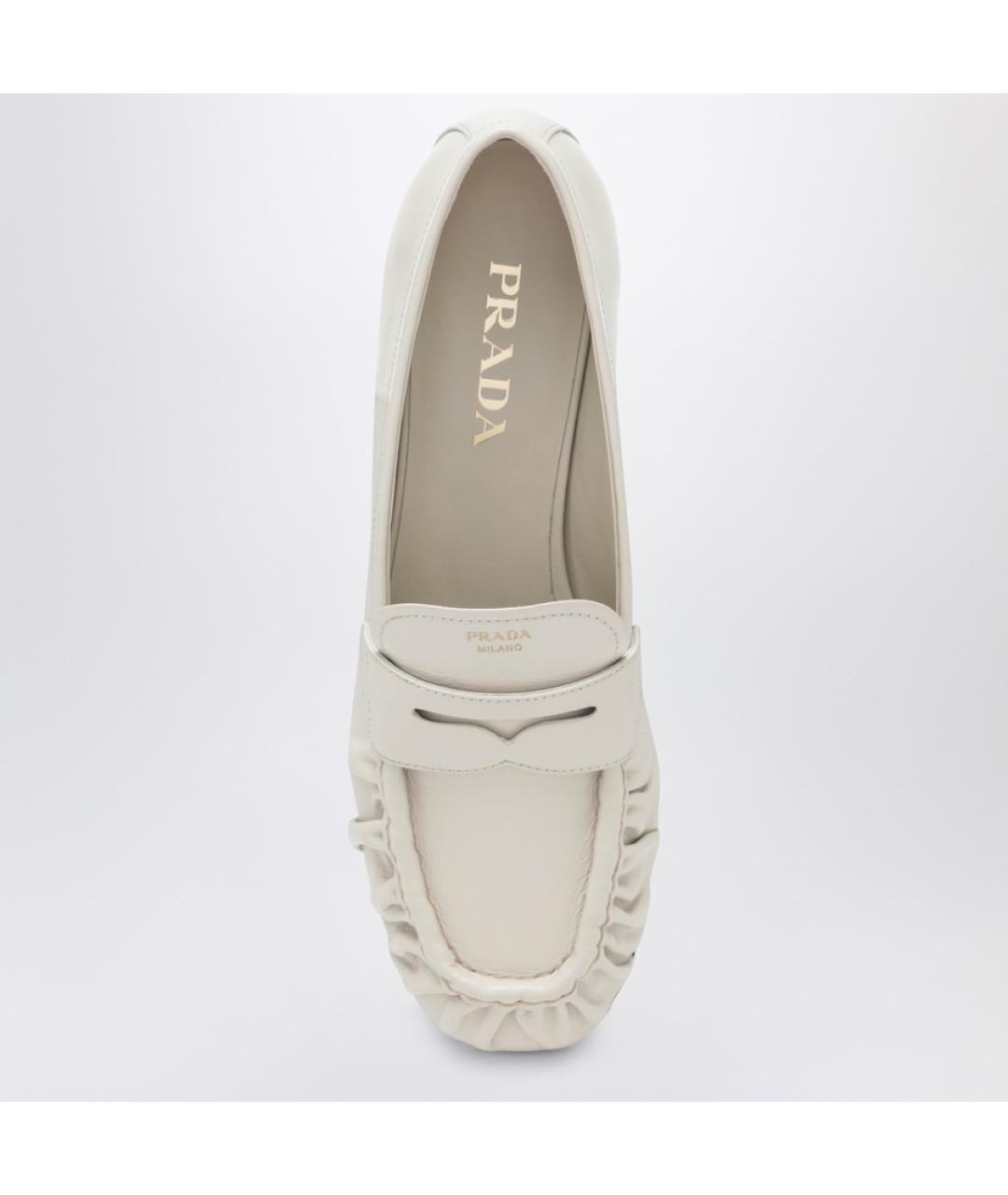 PRADA Белые кожаные лоферы, фото 4