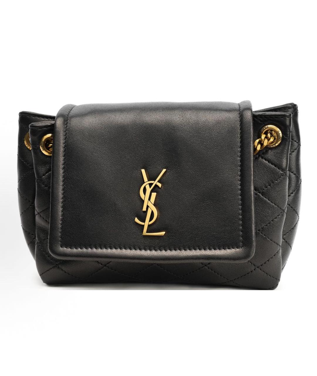 SAINT LAURENT Черная кожаная сумка через плечо, фото 5