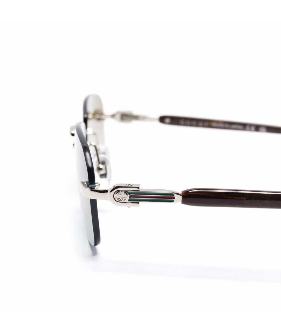 GUCCI Серебряные металлические солнцезащитные очки, фото 4
