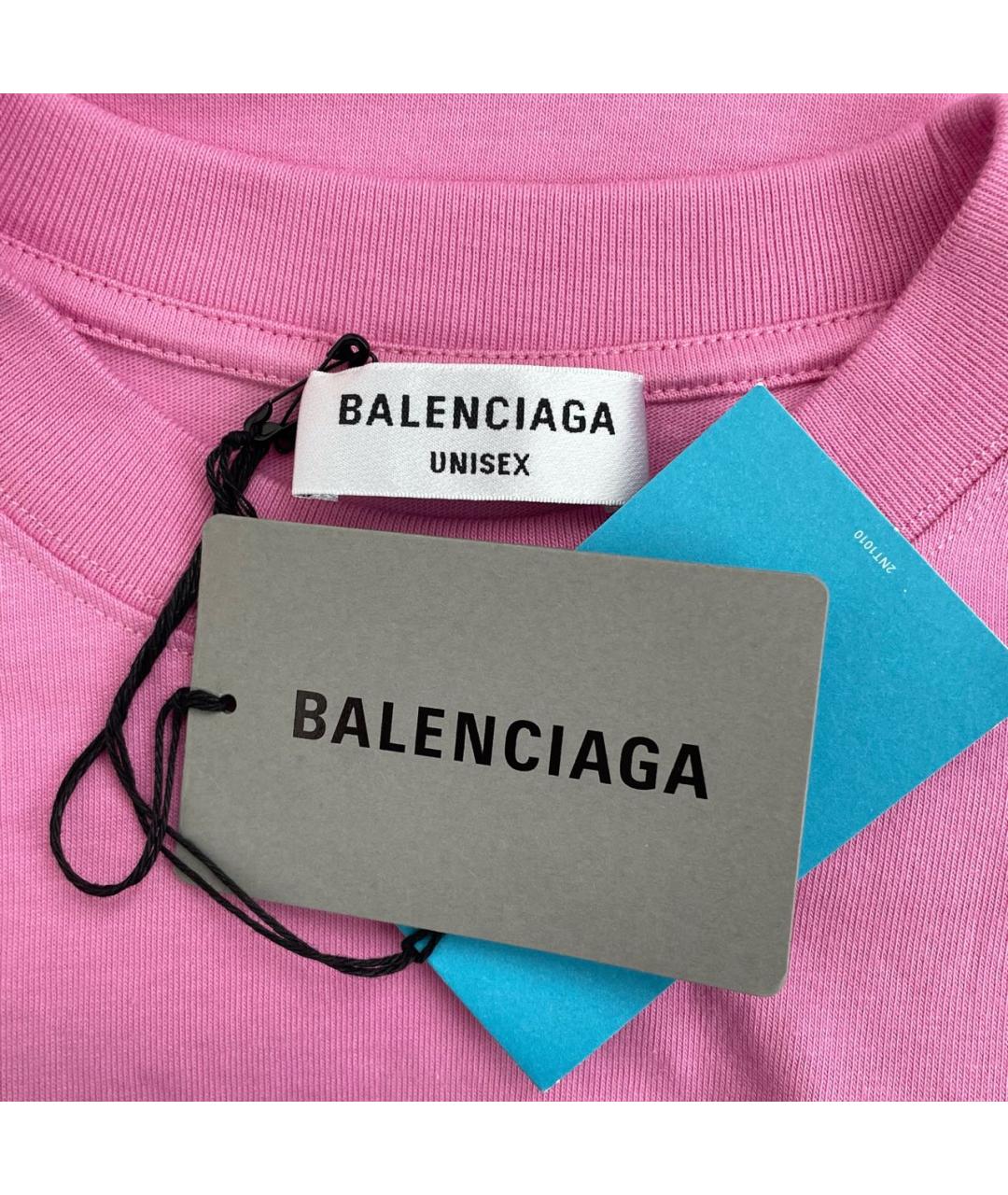 BALENCIAGA Розовая хлопковая футболка, фото 6