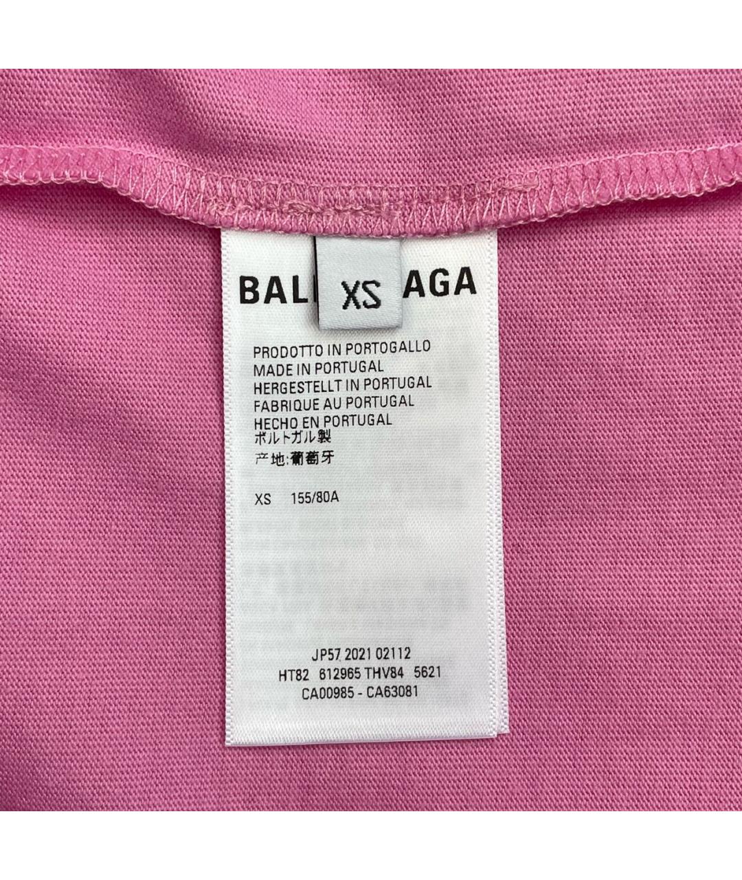 BALENCIAGA Розовая хлопковая футболка, фото 7