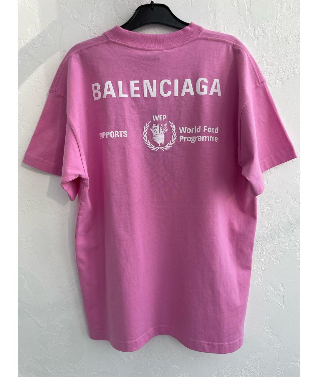 BALENCIAGA Розовая хлопковая футболка, фото 3