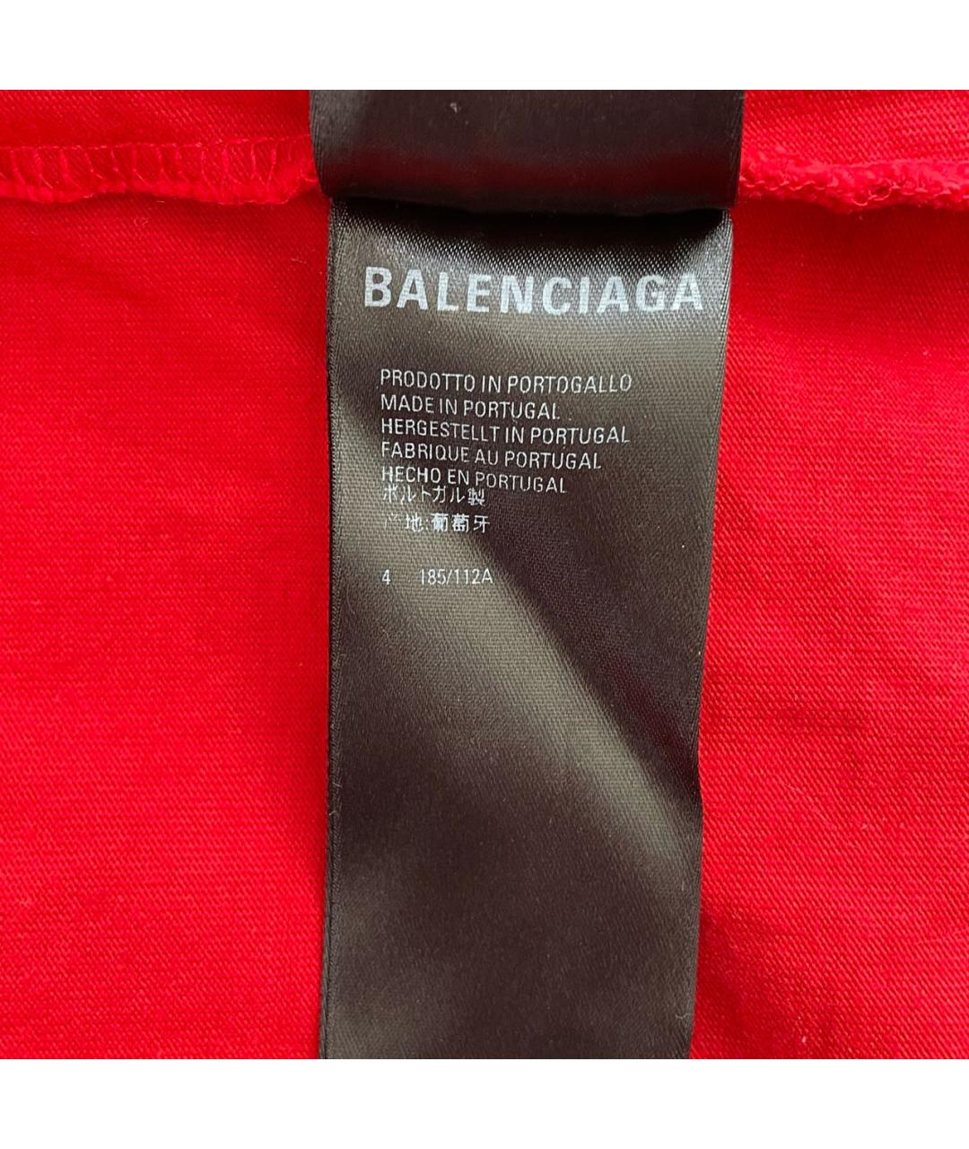 BALENCIAGA Красная хлопковая футболка, фото 2