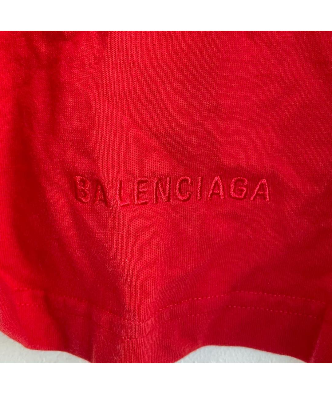 BALENCIAGA Красная хлопковая футболка, фото 5