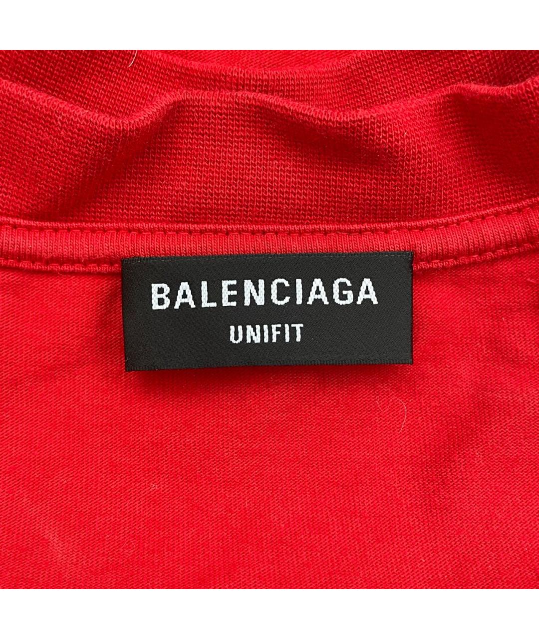 BALENCIAGA Красная хлопковая футболка, фото 4