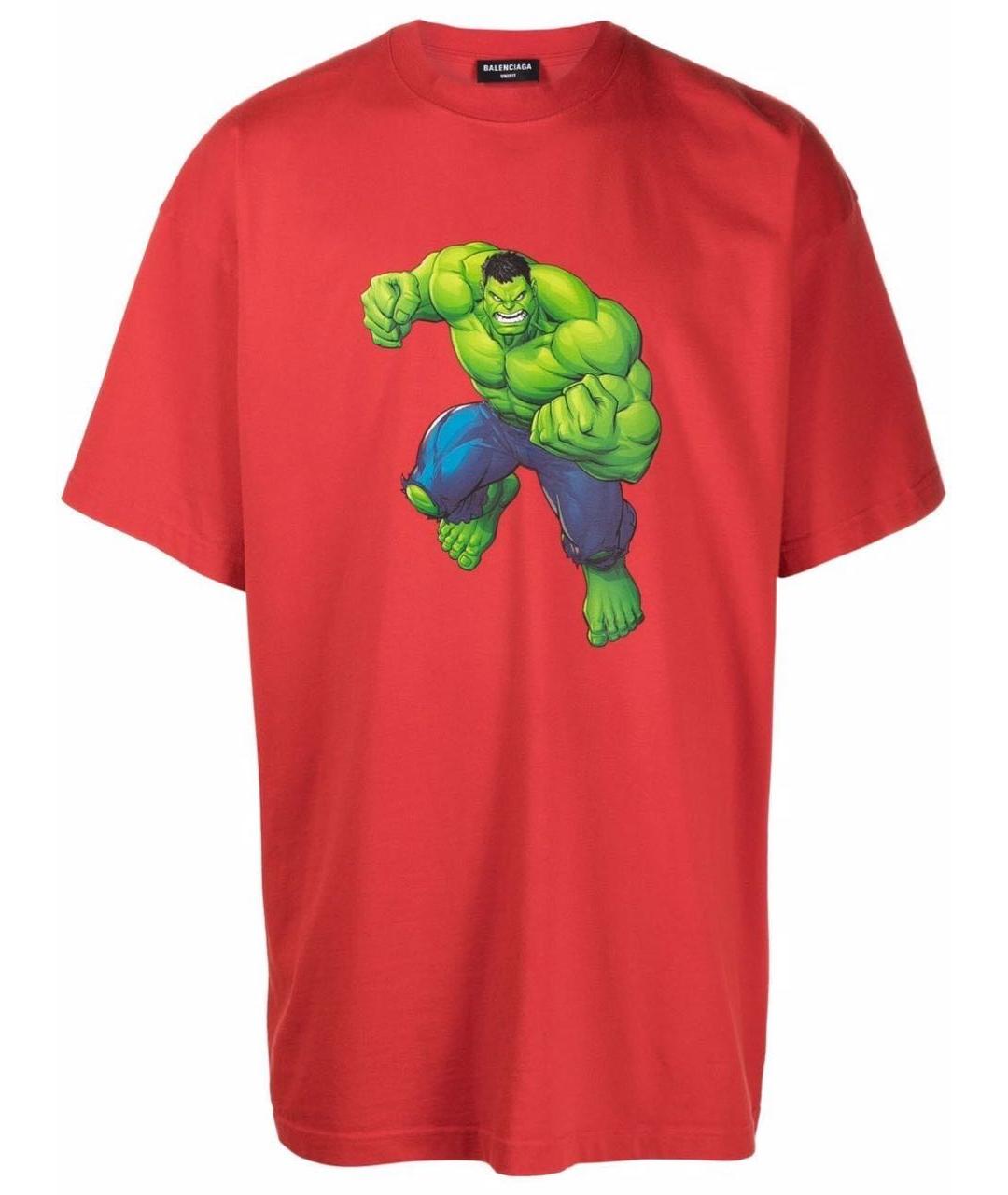 BALENCIAGA Красная хлопковая футболка, фото 1