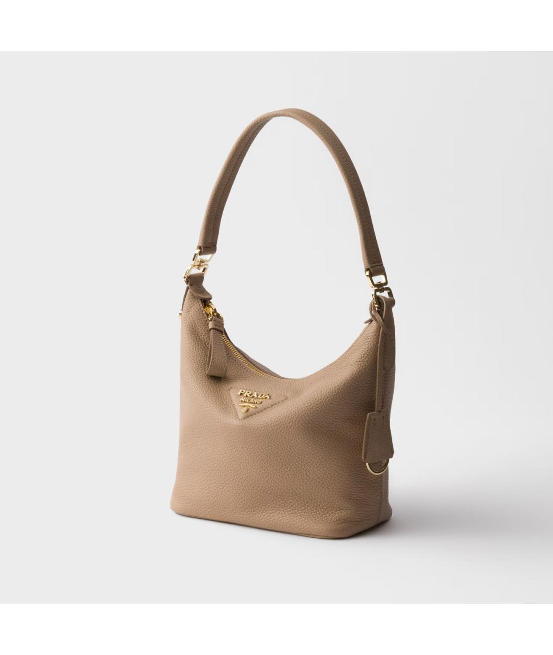 PRADA Бежевая кожаная сумка через плечо, фото 2