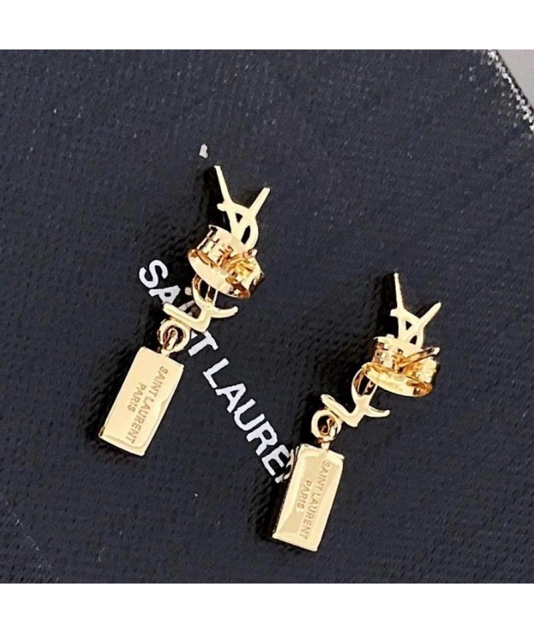 SAINT LAURENT Золотые латунные серьги, фото 3