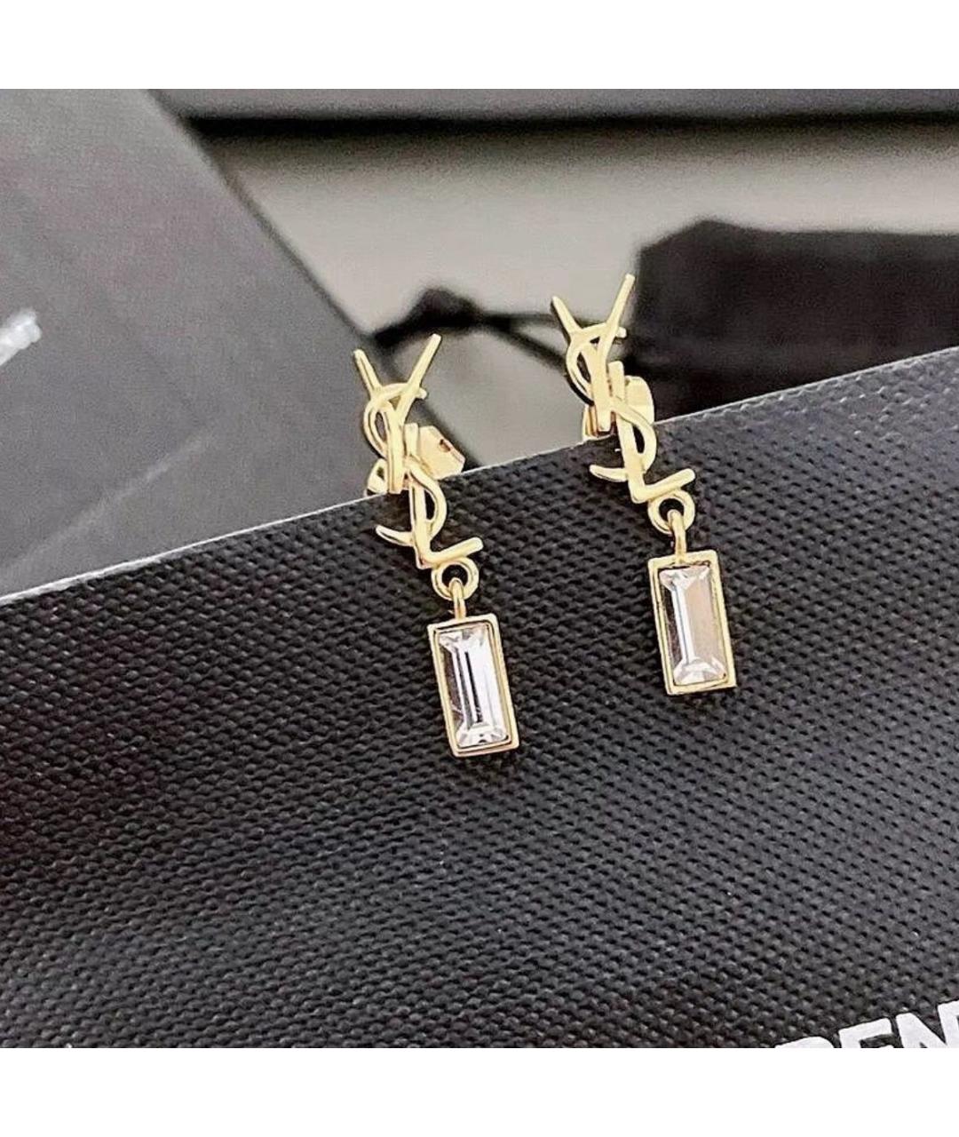 SAINT LAURENT Золотые латунные серьги, фото 5