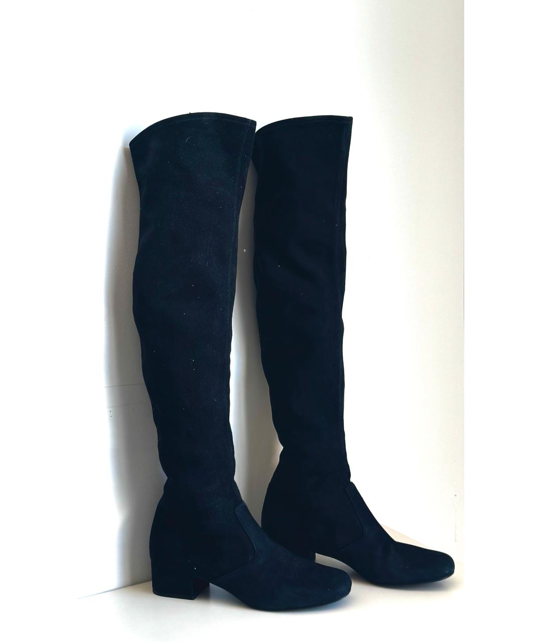 SAINT LAURENT Черные замшевые ботфорты, фото 3