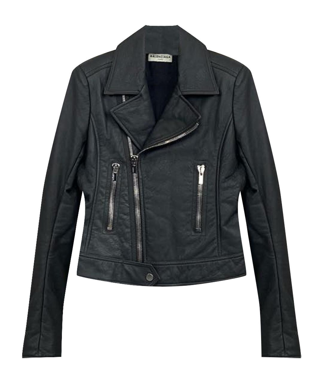 BALENCIAGA Антрацитовая кожаная куртка, фото 1