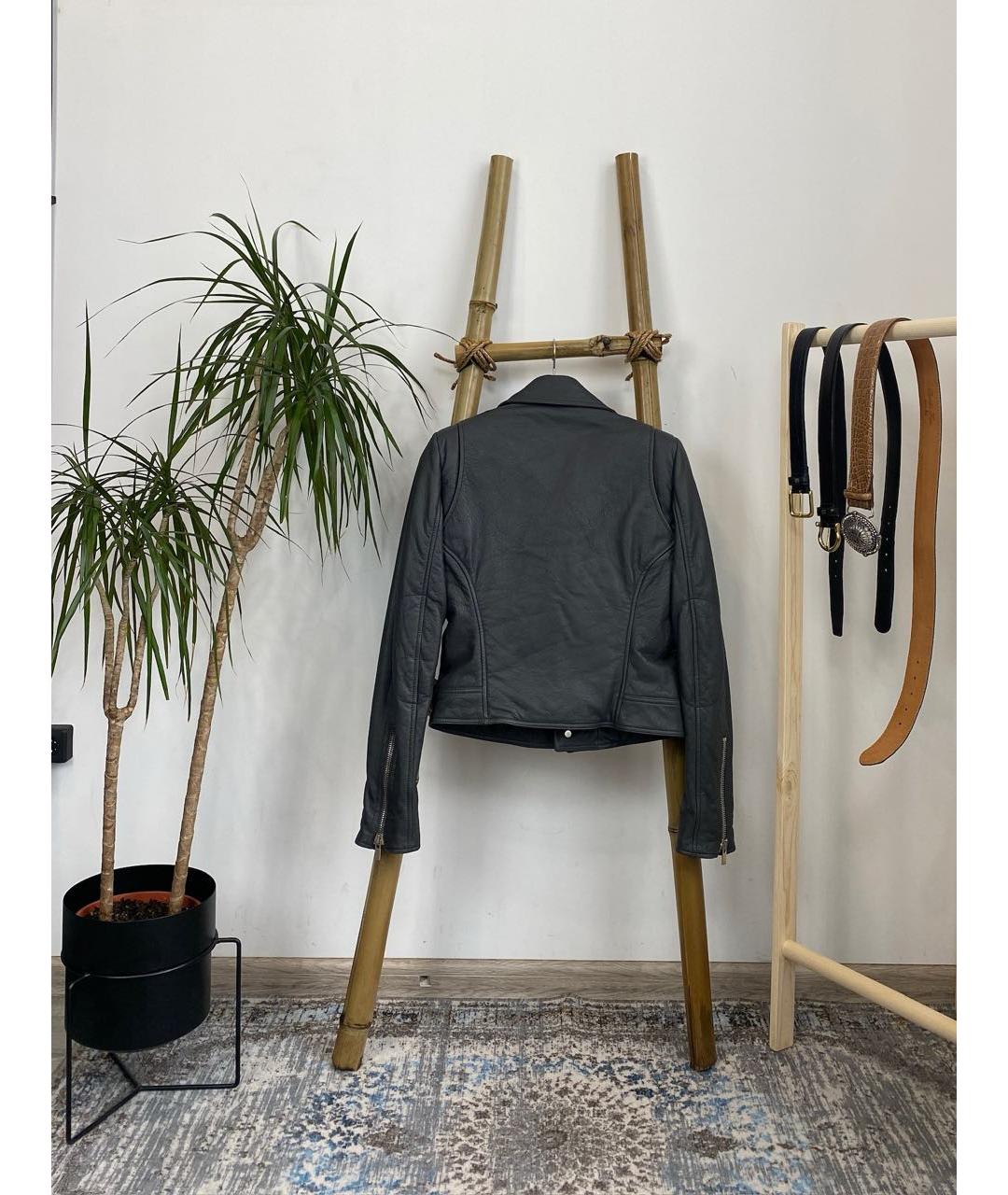 BALENCIAGA Антрацитовая кожаная куртка, фото 8