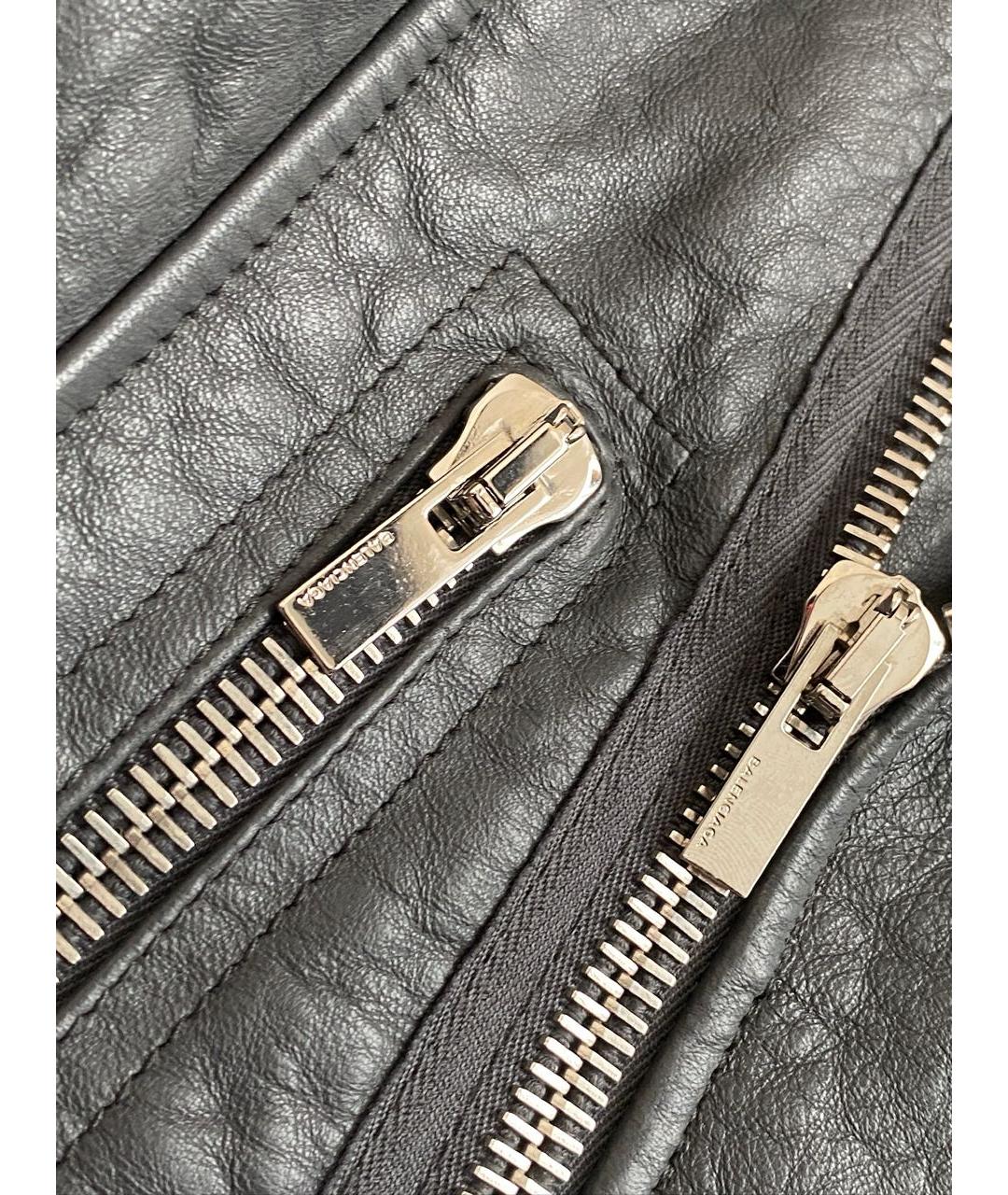 BALENCIAGA Антрацитовая кожаная куртка, фото 6