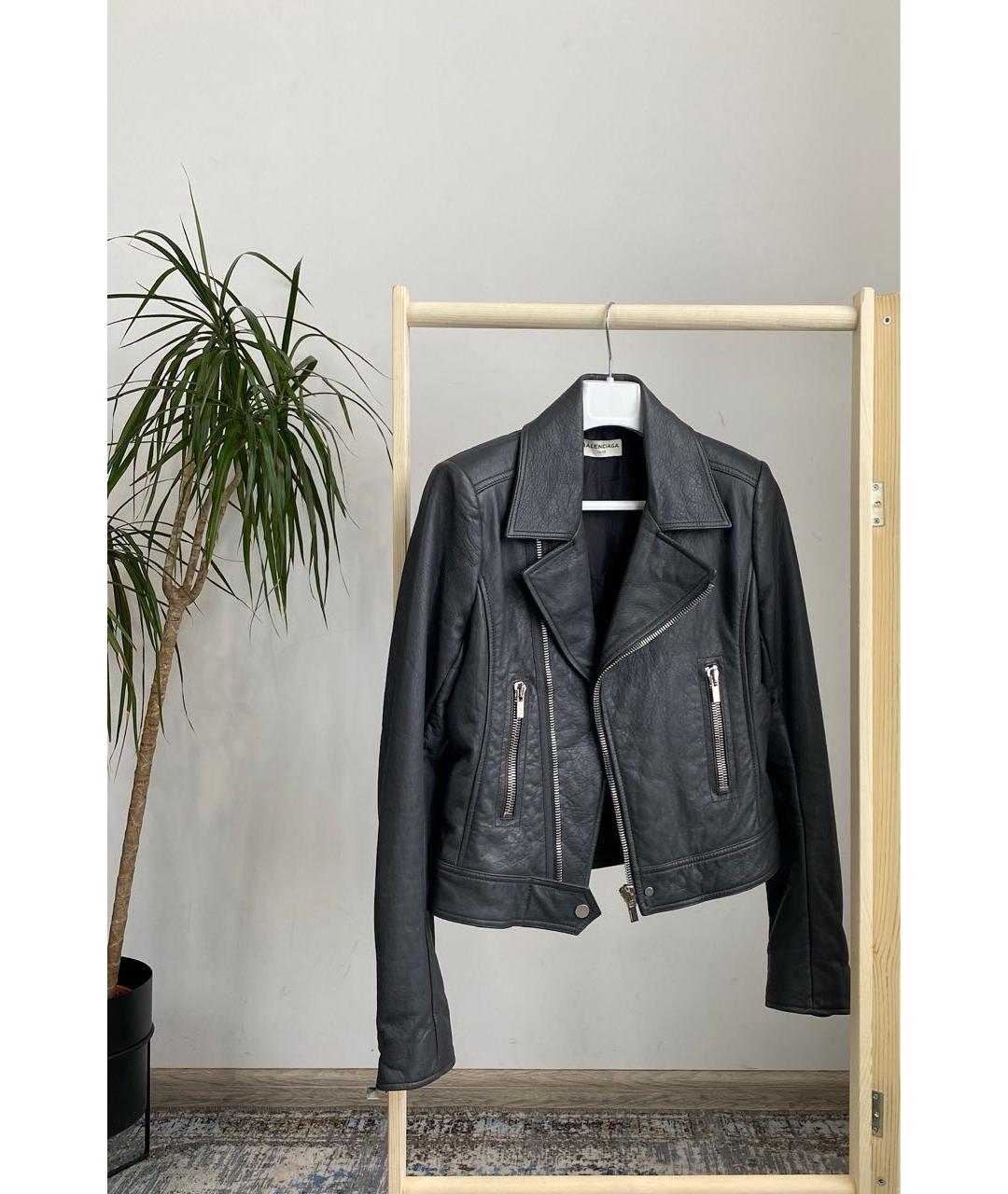 BALENCIAGA Антрацитовая кожаная куртка, фото 7