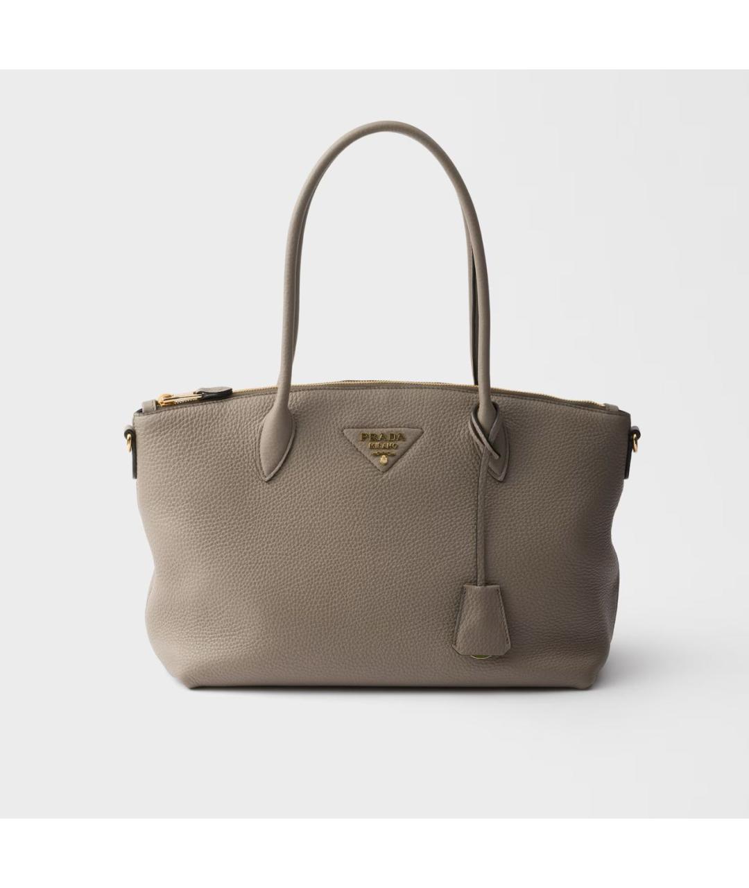 PRADA Серая кожаная сумка тоут, фото 4