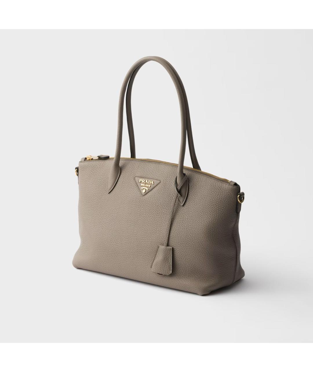 PRADA Серая кожаная сумка тоут, фото 2
