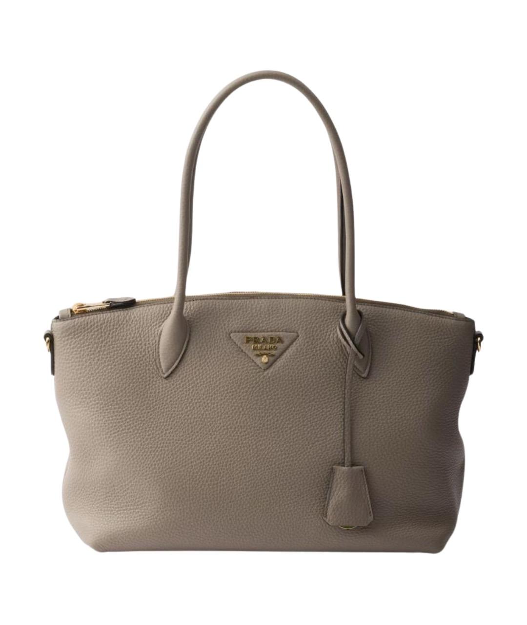 PRADA Серая кожаная сумка тоут, фото 1