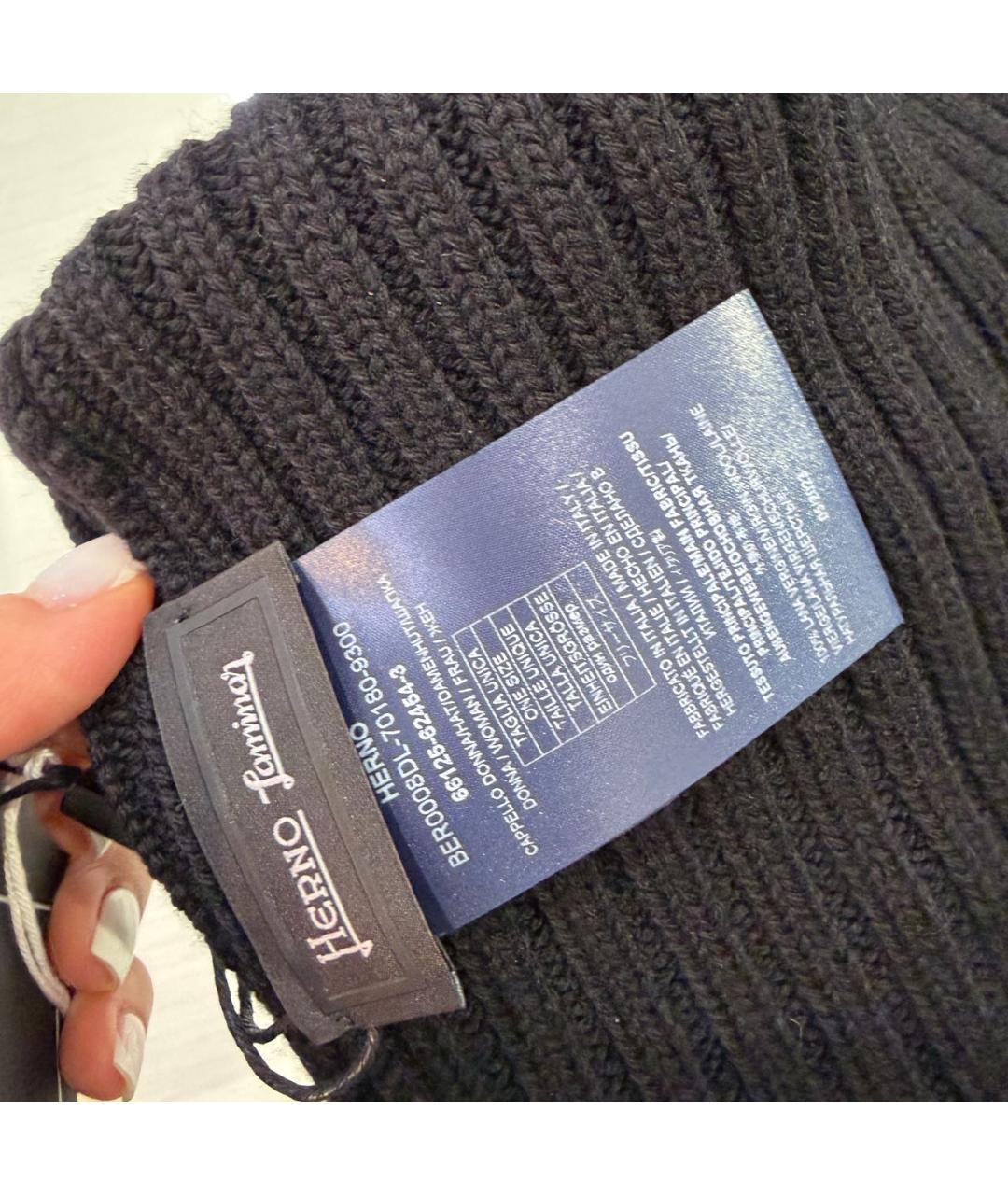 HERNO Черная шерстяная шапка, фото 6