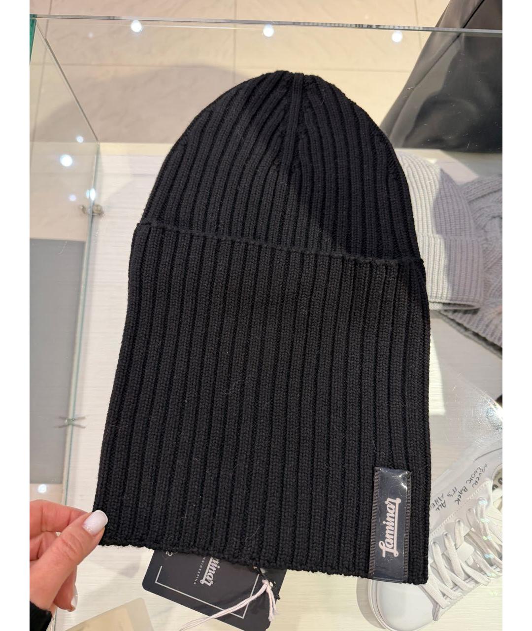 HERNO Черная шерстяная шапка, фото 5