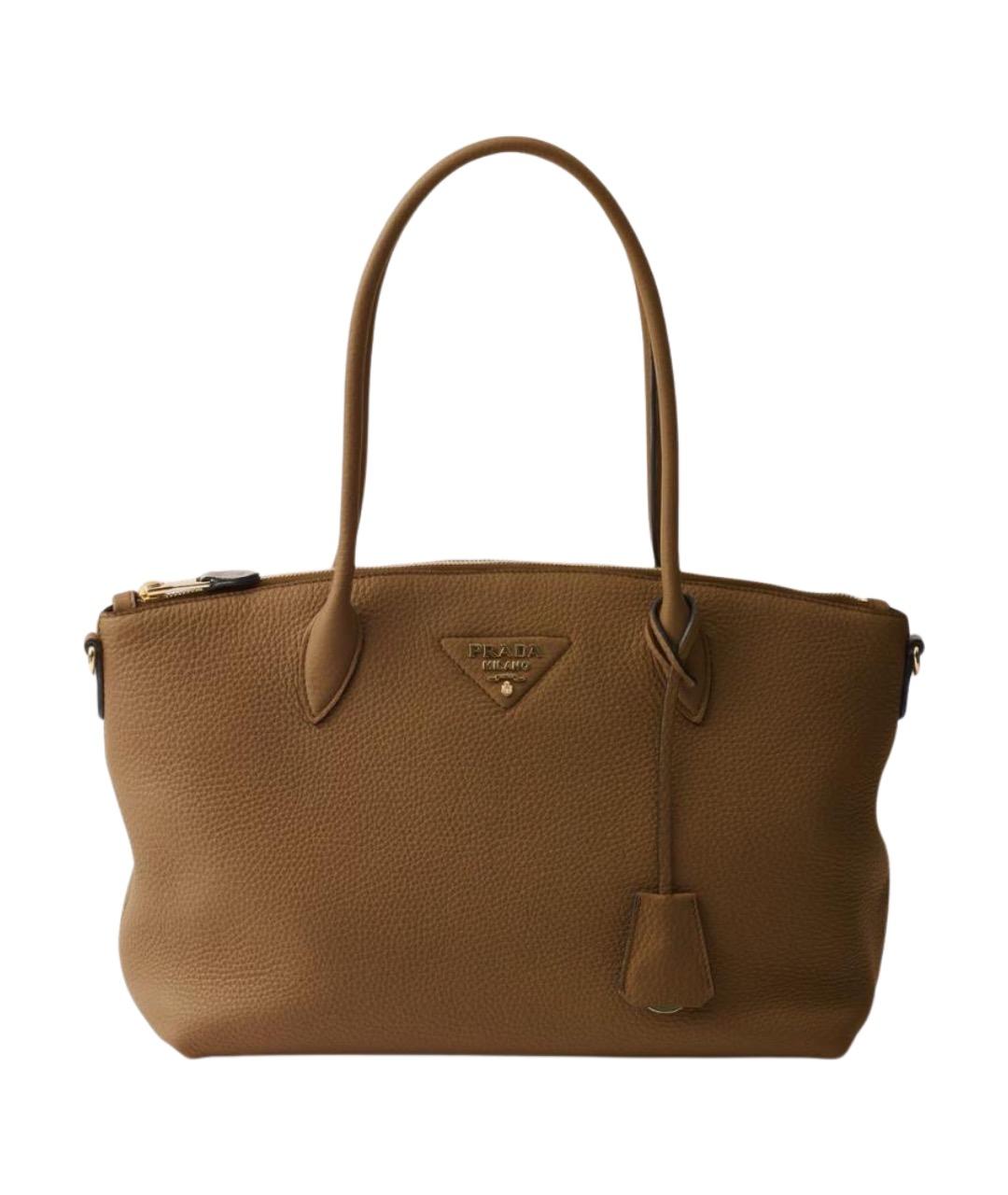 PRADA Коричневая кожаная сумка тоут, фото 1