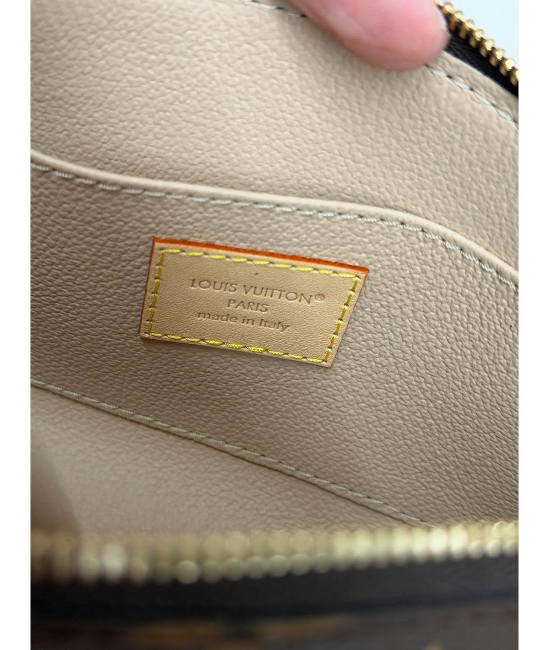 LOUIS VUITTON Коричневая кожаная косметичка, фото 4