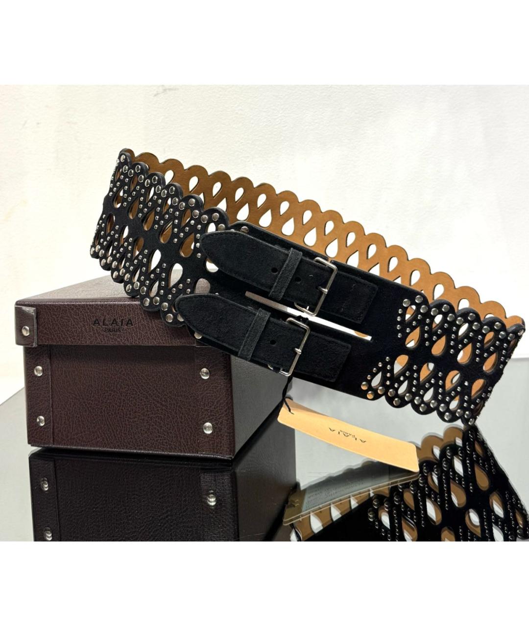 ALAIA Черный замшевый ремень, фото 2