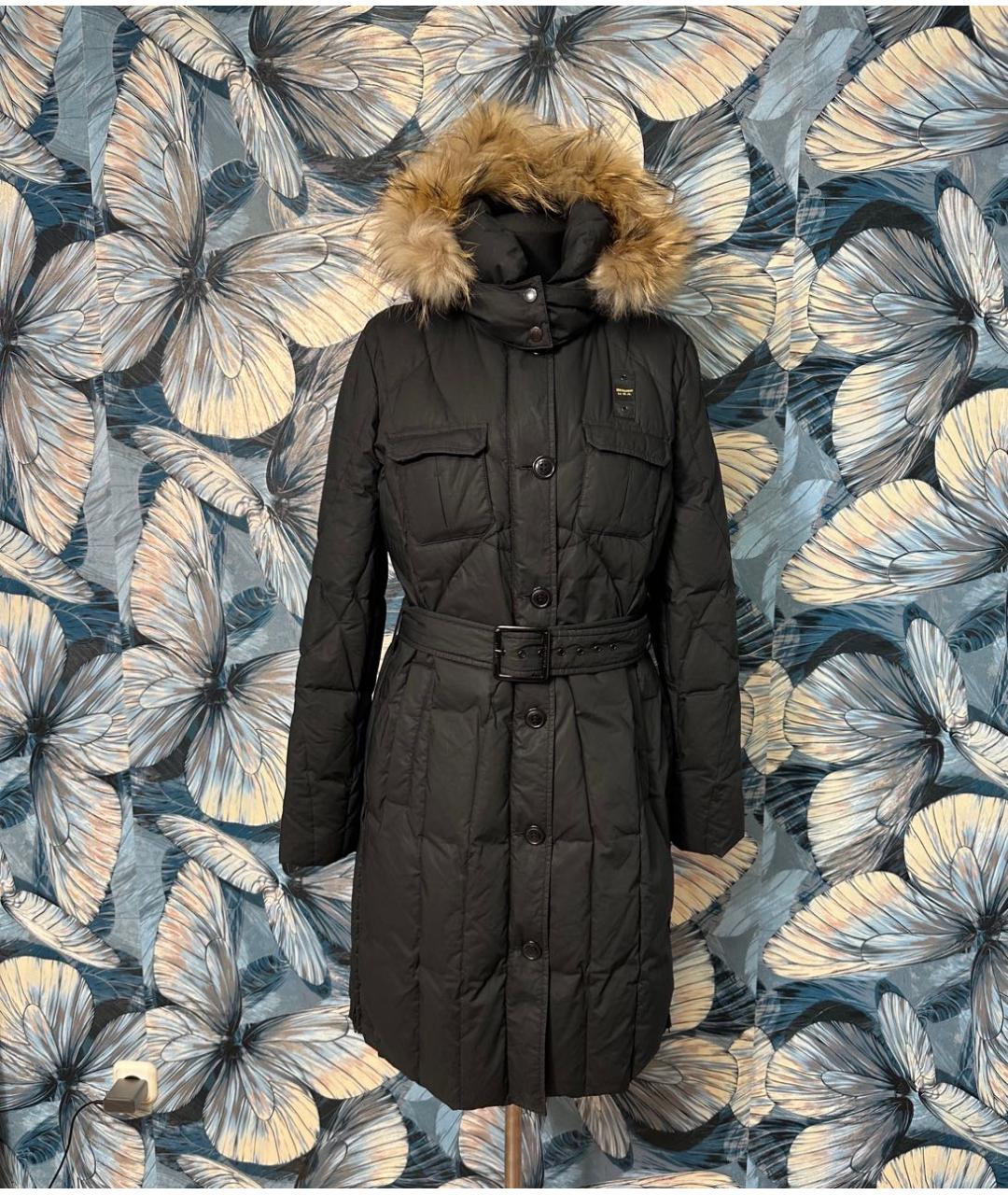 BLAUER Черный хлопковый пуховик, фото 9