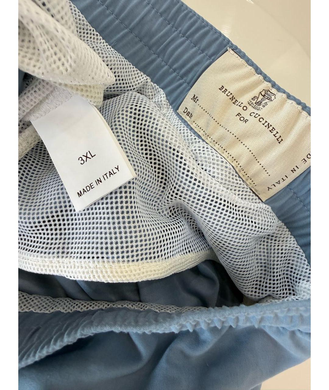 BRUNELLO CUCINELLI Голубые полиэстеровые шорты, фото 5