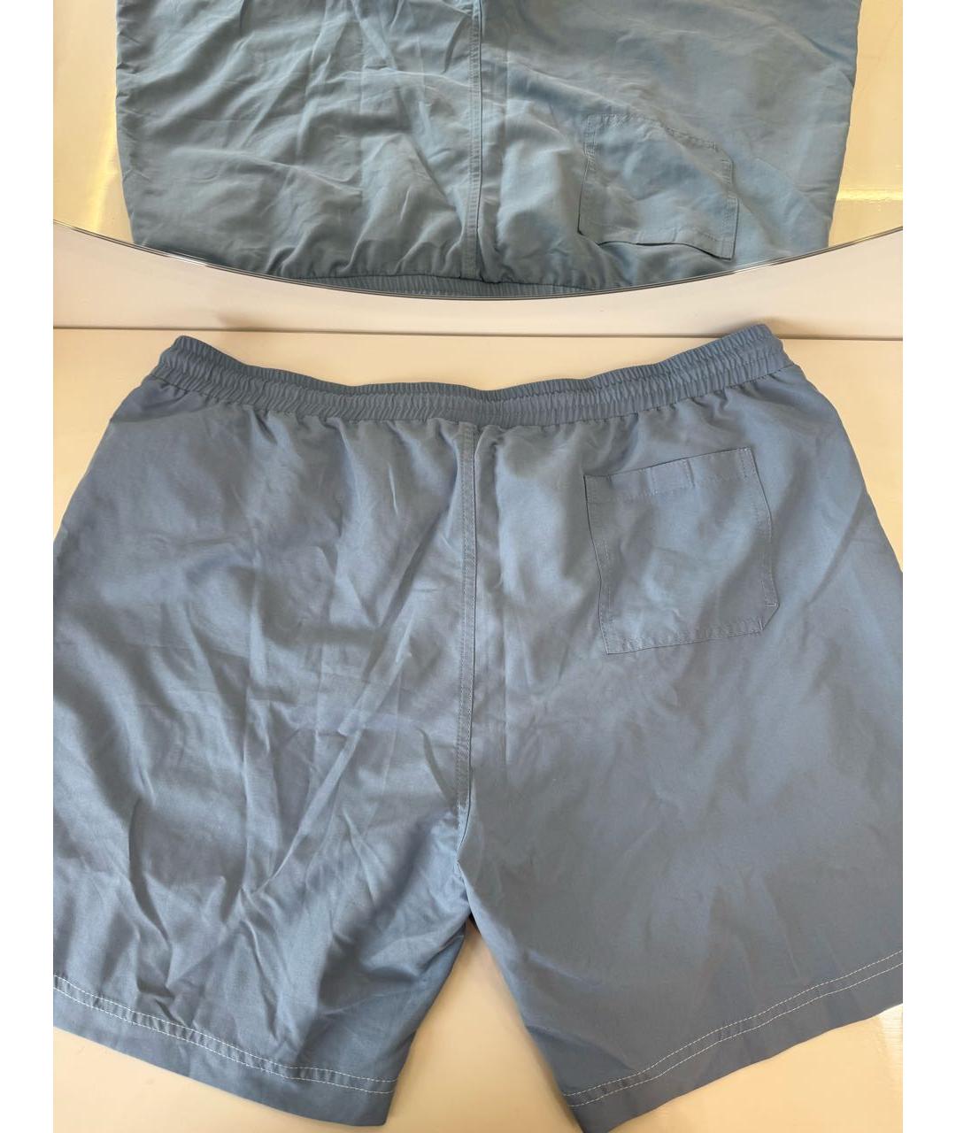 BRUNELLO CUCINELLI Голубые полиэстеровые шорты, фото 2