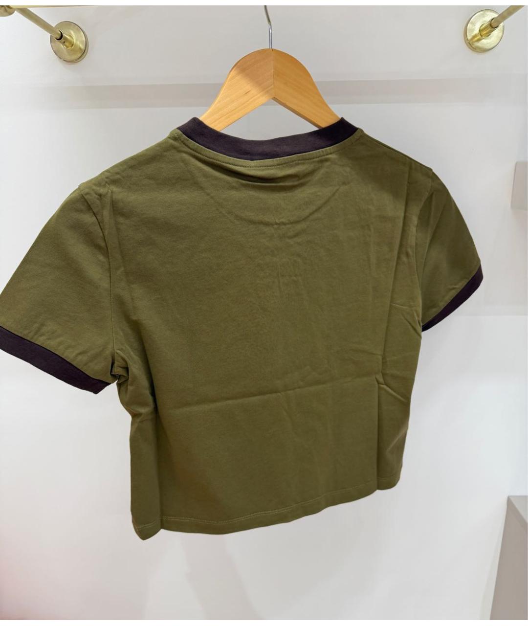 MIU MIU Хаки хлопковая футболка, фото 2